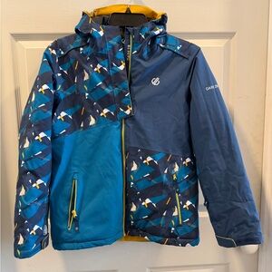 Dare2B Glee Kids Ski Snowboard Jacket in Blue Geometric Print size 13y 12/14
